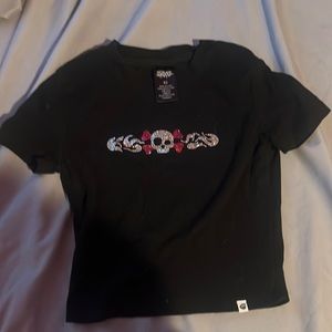 extra small rhinestone skull baby t
